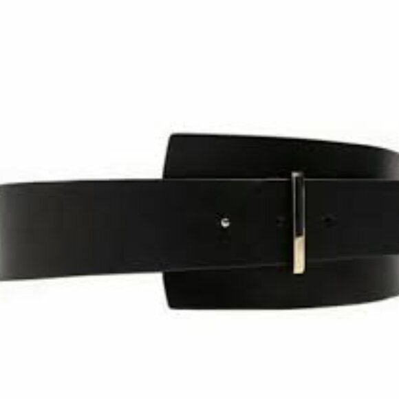 Zara Extra Wide Black Belt with Gold Accent - Picture 1 of 2